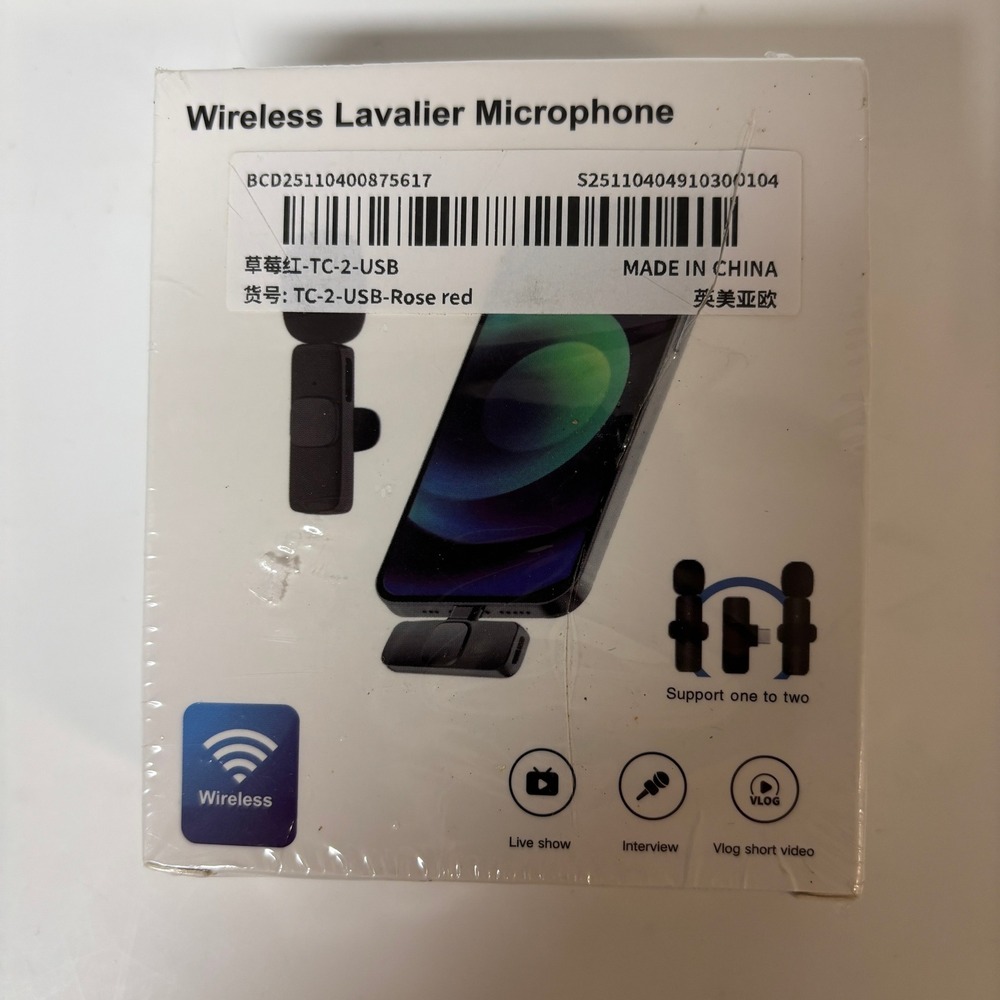 Wireless Lavalier Microphone K9 TC-2-USB Rose Red One to Two Type-C New